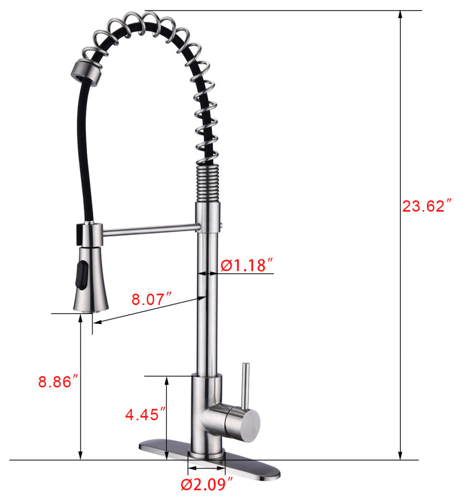 Givingtree Modern Single Handle Spring High Arc Kitchen Faucet Brushed Nickel