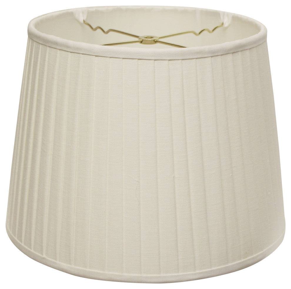 14" White Linen Lampshade with Side Pleats