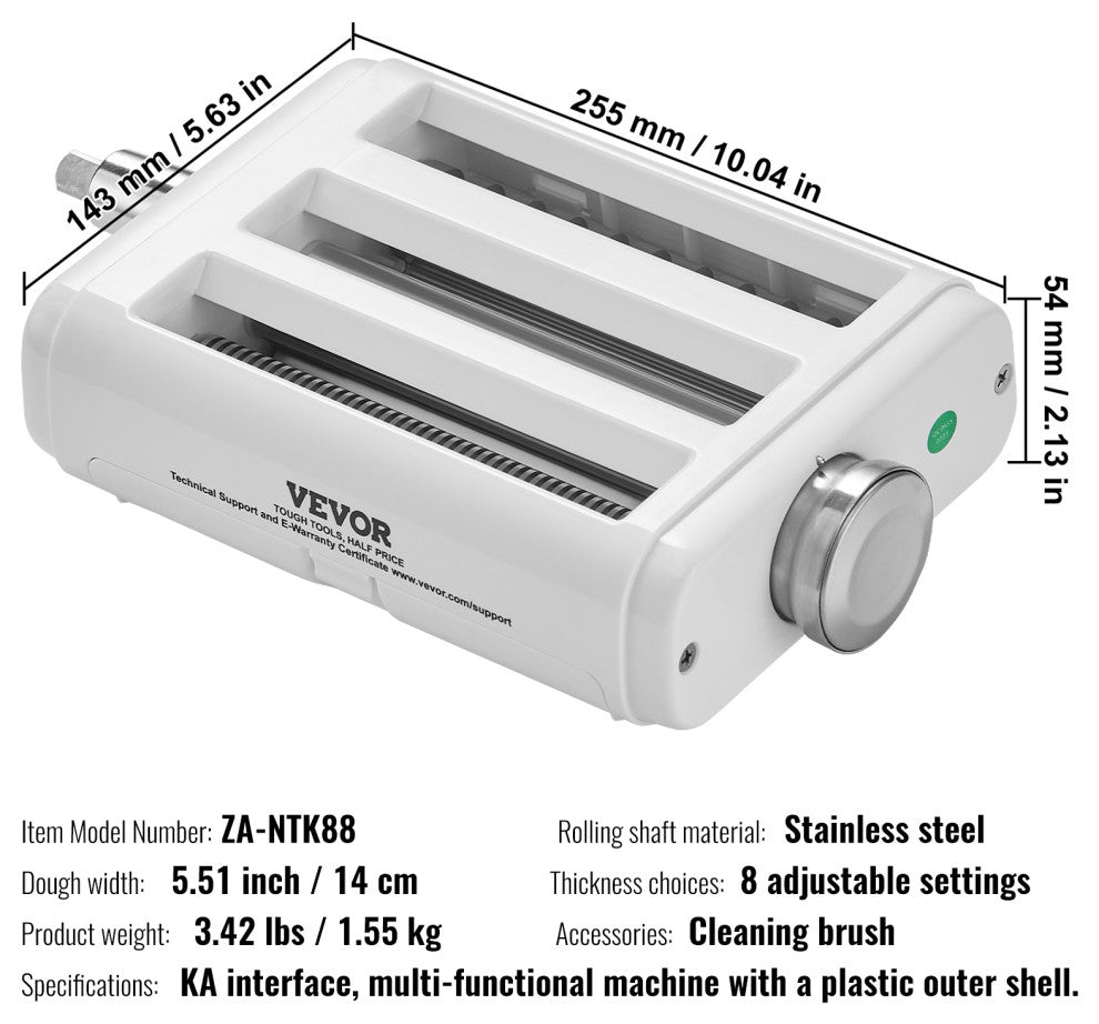 VEVOR 3-IN-1 Pasta Attachment for KitchenAid Stand Mixer Pasta Roller Cutter Set