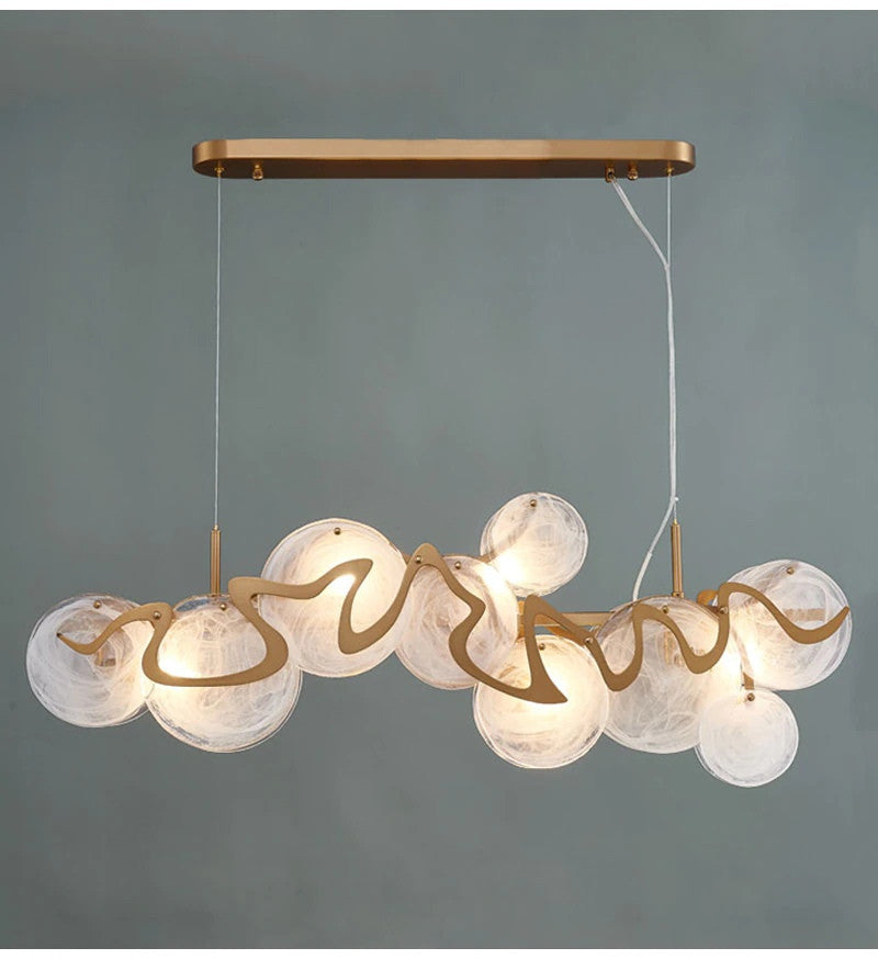 Modern gold glass chandelier for dining room, livimg room, bedroom