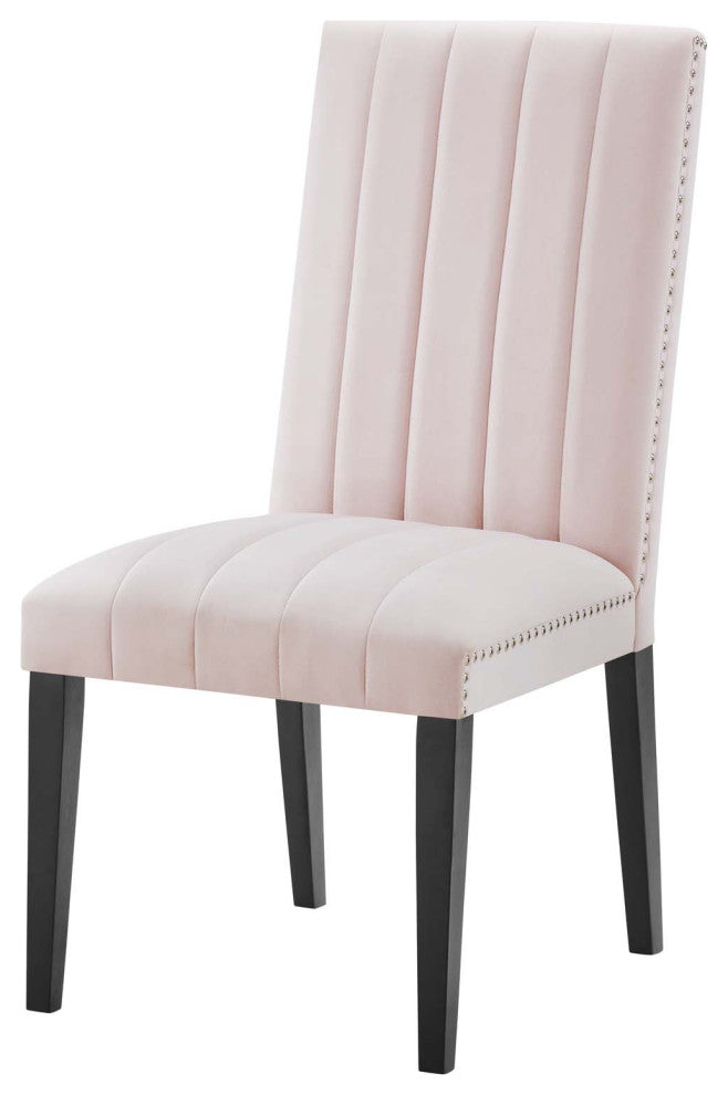 Dining Chair, Nailhead, Set of 2, Pink, Velvet, Modern, Cafe Bistro Hospitality