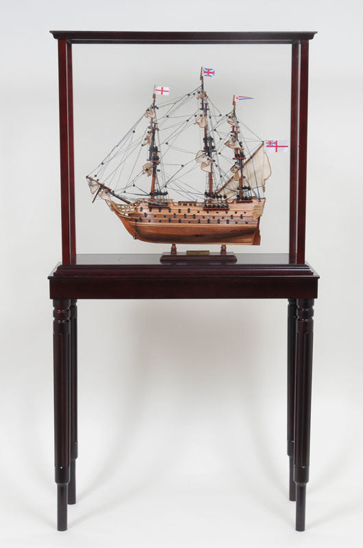 Floor Display Case Small Handcrafted Wooden Display Case for Model Ships