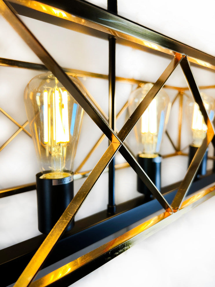 Akbal 5-Light Black and Gold Island Pendant