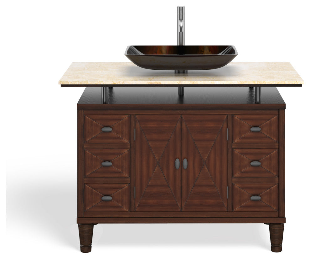 Woodard Bathroom Vanity, Single Sink, 48", Brown, Freestanding