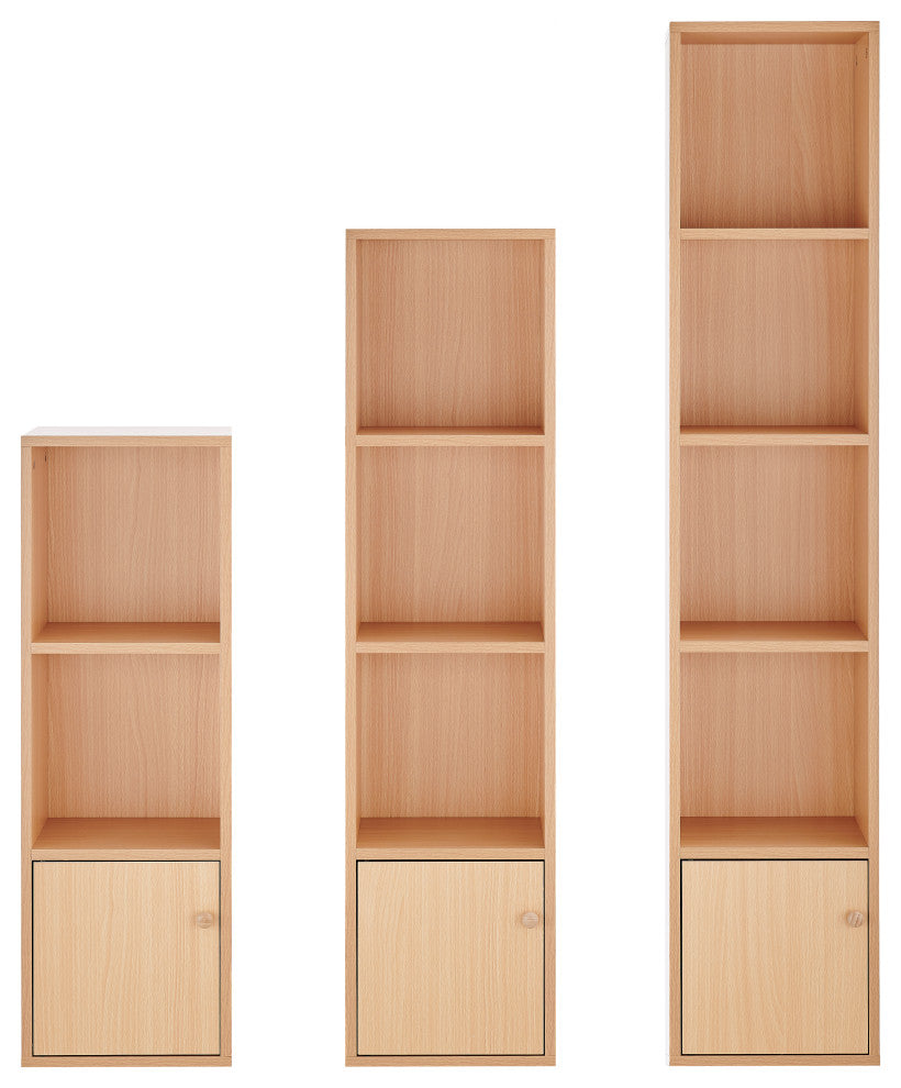 Marcel Cubes Modular Storage Organizer Cubby Cabinet Shelf, Set of 3, Beech