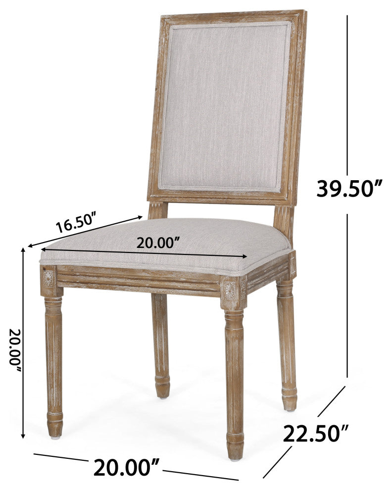 Fernleaf French Country Fabric Upholstered Wood Expandable 7-Piece Dining Set, Natural Brown/Light Gray