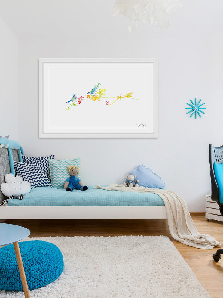 Marmont Hill, "2 Birds" by Maya Gur Framed Painting Print, 30x20