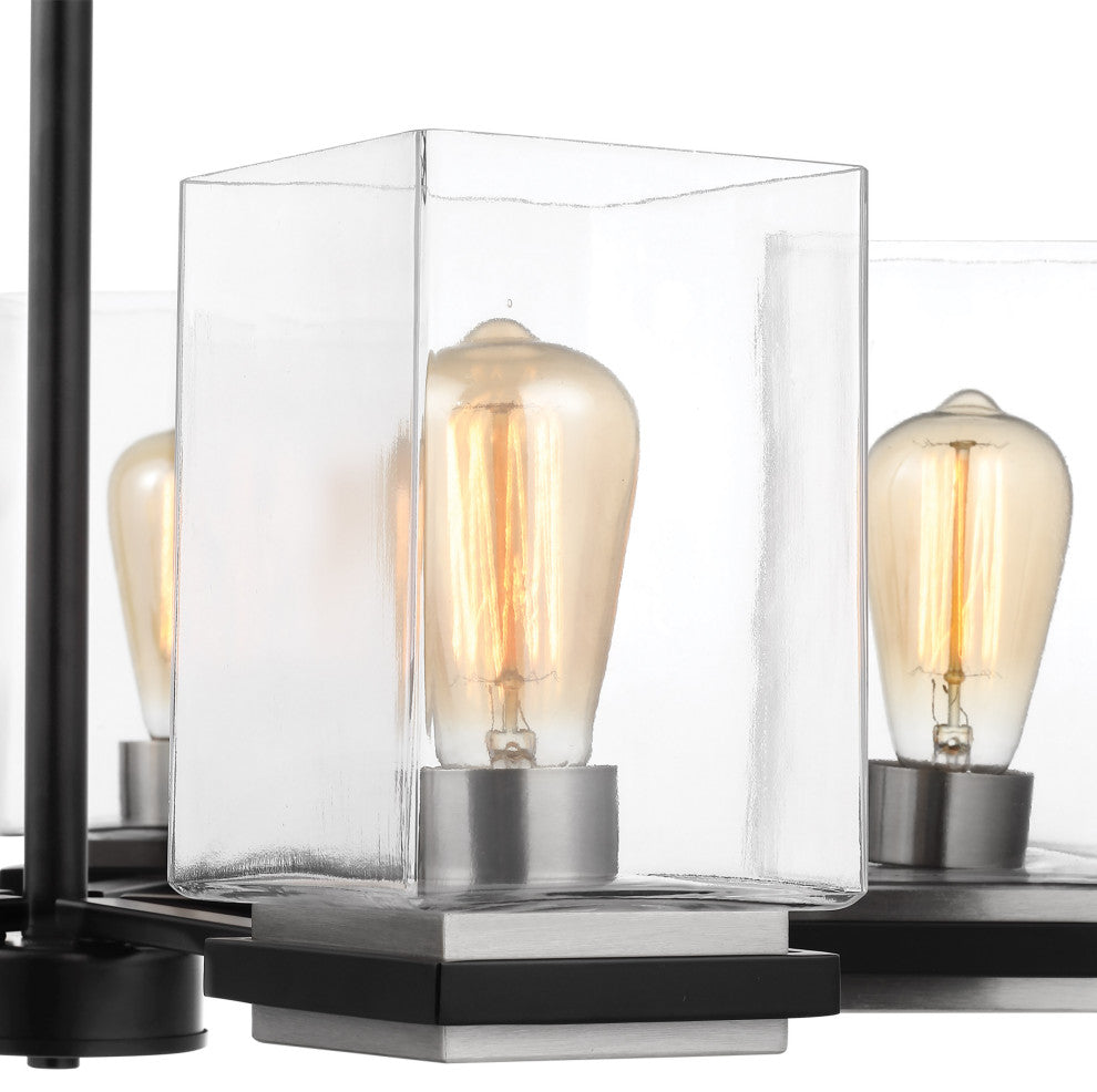Crossroads 5-Light Chandelier, Matte Black With Clear Glass