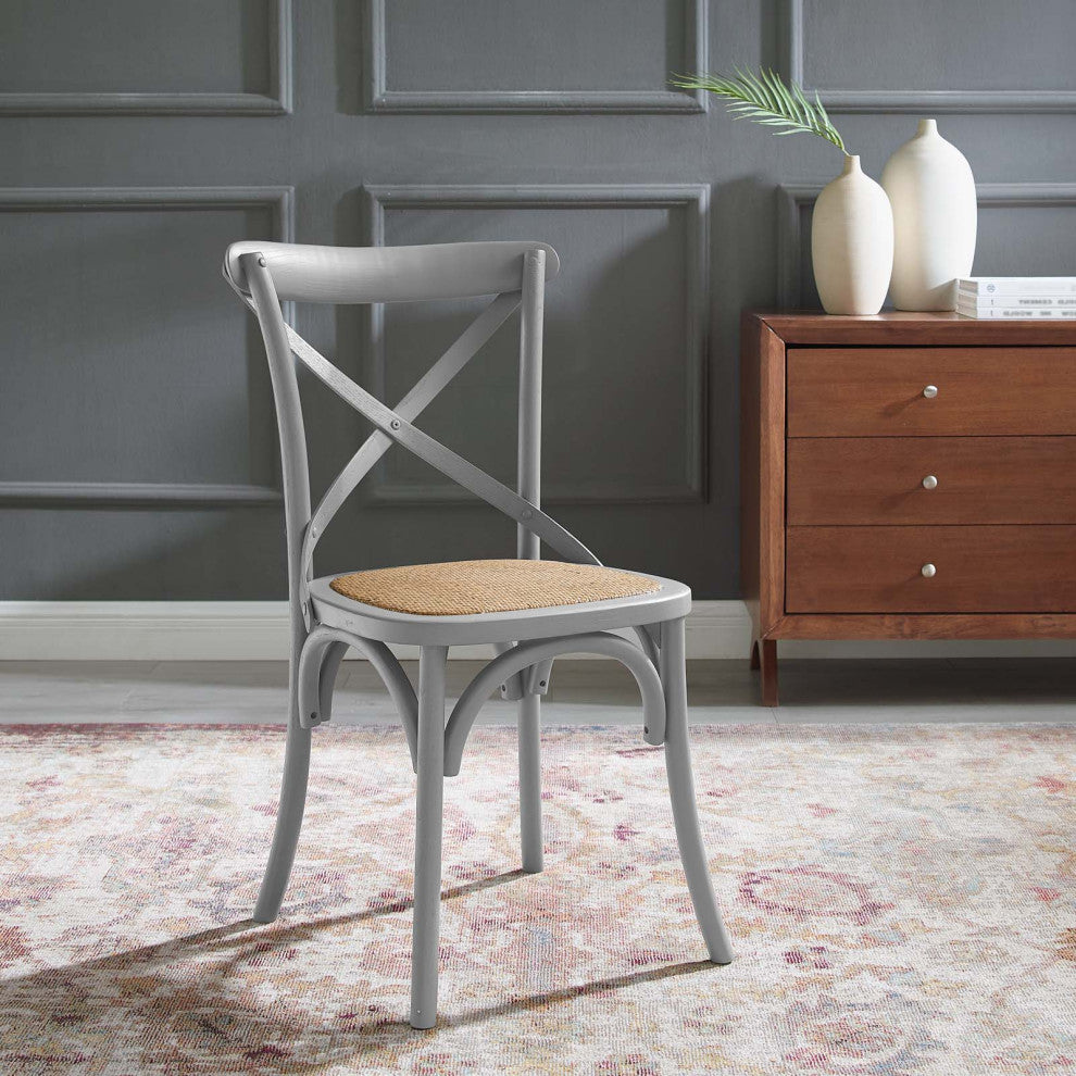 Side Dining Chair, Wood, Gray, Modern, Cafe Bistro Restaurant Hospitality