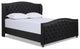 Marcella Upholstered Tufted Shelter Wingback Panel Bed, Jet Black Polyester, King