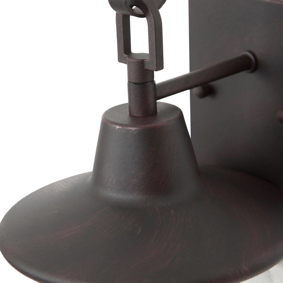 1-Light Antique Bronze/Seeded Glass Farmhouse Mini Outdoor Pendant Light Rusty
