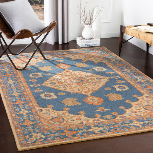 Surya Viva VVA-1001 8'x10' Rug, Navy/Khaki/Burnt Orange/Camel/Sage