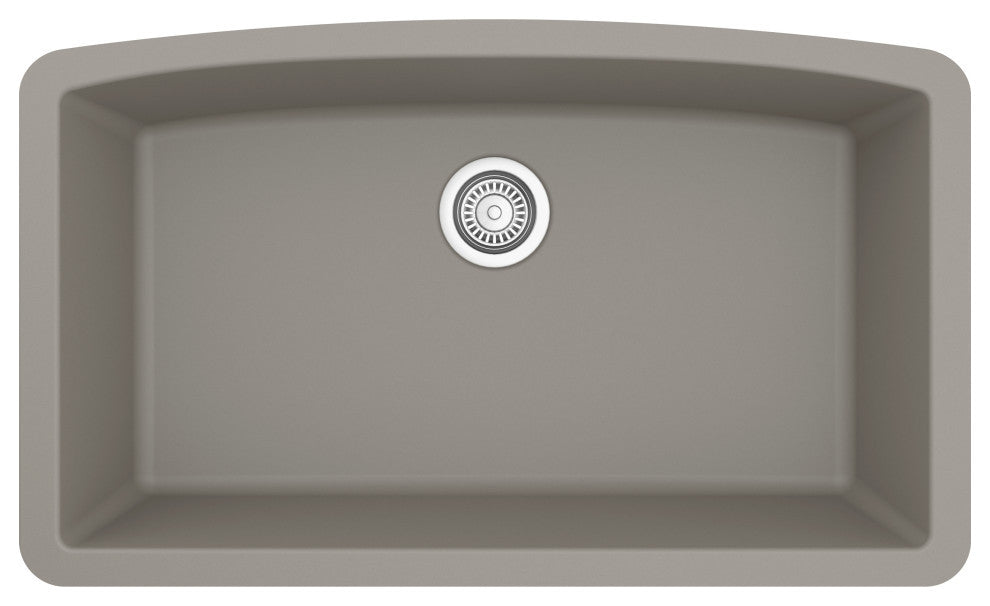 Karran Undermount Quartz Composite 32" Single Bowl Kitchen Sink, Concrete