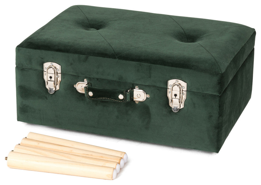 19.69"L Velvet Upholstered Storage Stool, Hunter