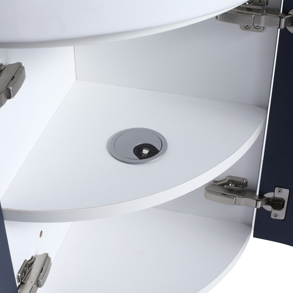 BNK Compact Double-Door Corner Bathroom Cabinet with Ceramic Basin
