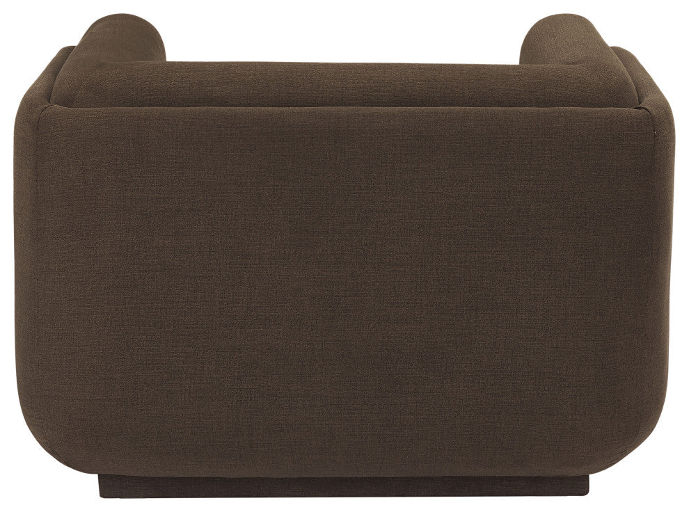 Kimora Linen Textured Fabric Upholstered Chair, Brown