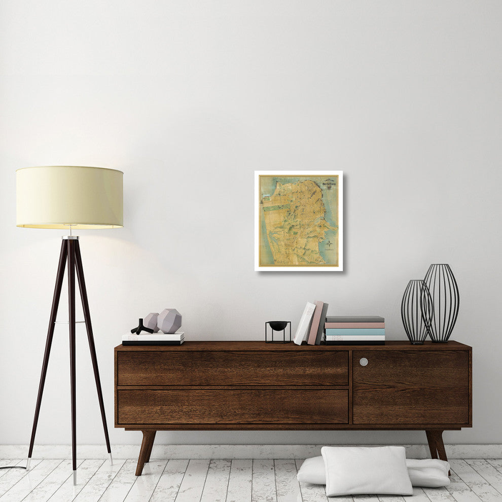"The "Chevalier" Map of San Francisco" Print by August Chevalier, 21"x24"