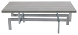 Illusion Gray Wood Coffee Table with Brushed Stainless Steel Base