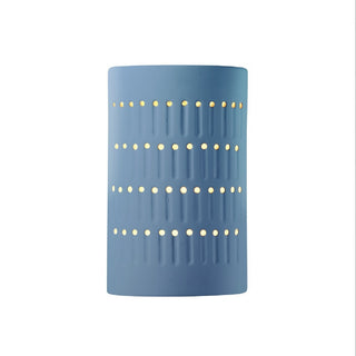 Ambiance Small Cactus Cylinder Wall Sconce, Open Top/Bottom, Sky Blue, Standard