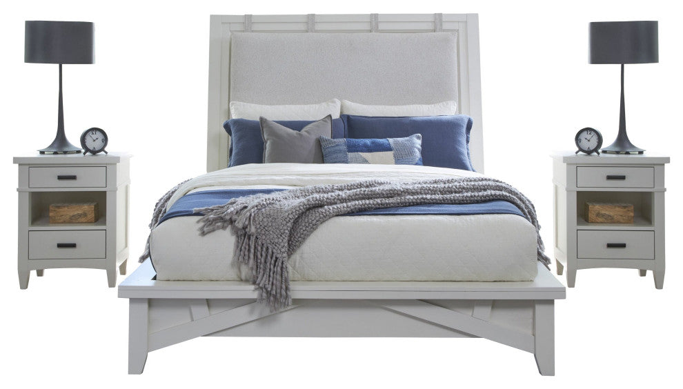 King Platform Bed With 2 Nightstands, Queen