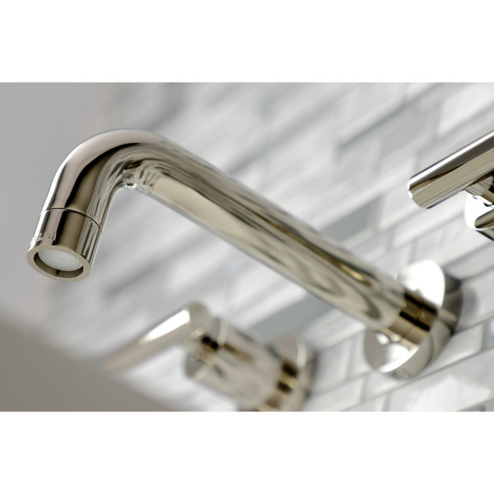 Kingston Brass KS8126CML 2-Handle 8" Wall Mount Bathroom Faucet, Polished Nickel