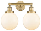 Edison Large Beacon 2-Light 16" Vanity Light, Brushed Brass, Matte White Shade