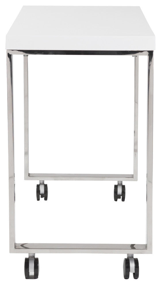 Dillon Side Return, White/Polished Stainless Steel