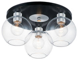 Maxim 21610 Vessel 3 Light 17"W Flush Mount Ceiling Fixture - Black / Brushed
