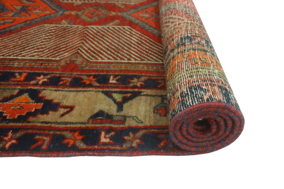 Fine Vintage Distressed Elaine Red/Ivory Runner, 4'4x13'0