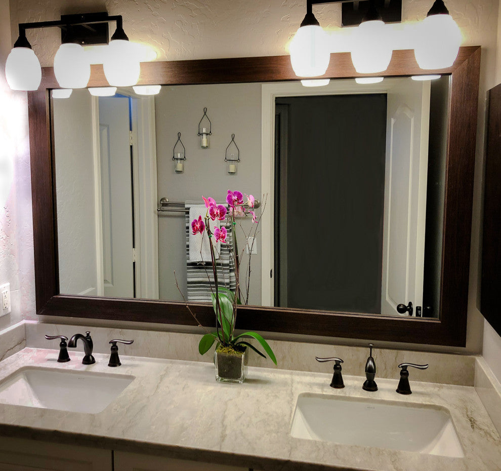 Pendleton Framed Wall Mirror, Espresso Textured, 28" X 36"