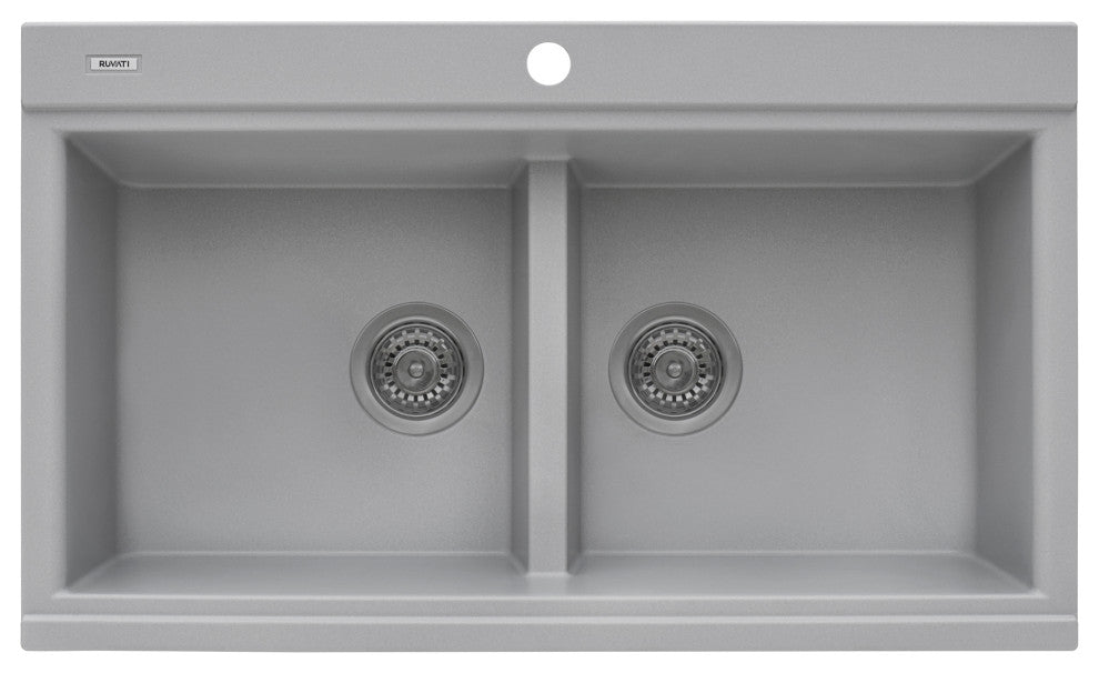 34 inch Workstation Granite Composite Sink - Silver Gray - RVG1350GR