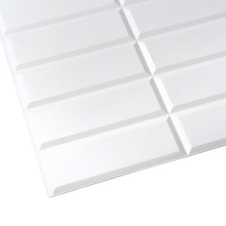 Stacked White Tile 3D Wall Panels, Set of 10, Covers 49 Sq Ft