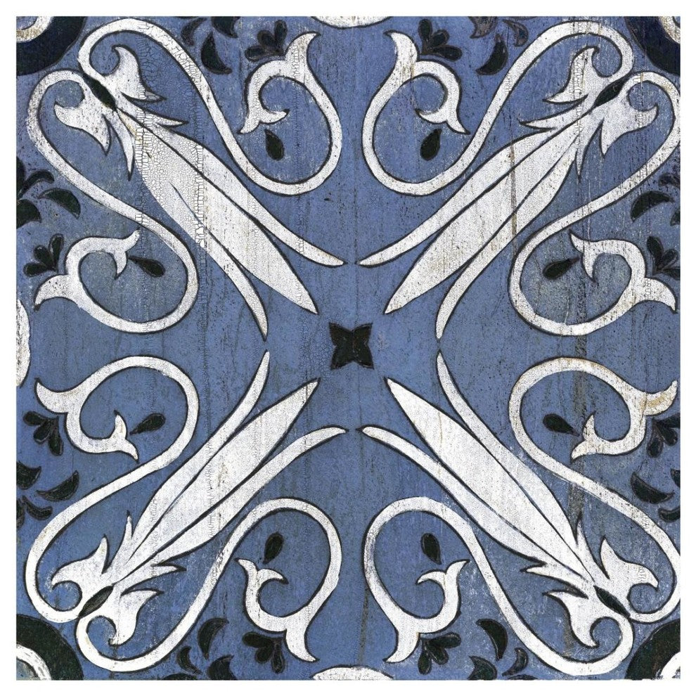 "Oxford II Indigo and Cream" Digital Paper Print by Silvia Vassileva, 32"x32"