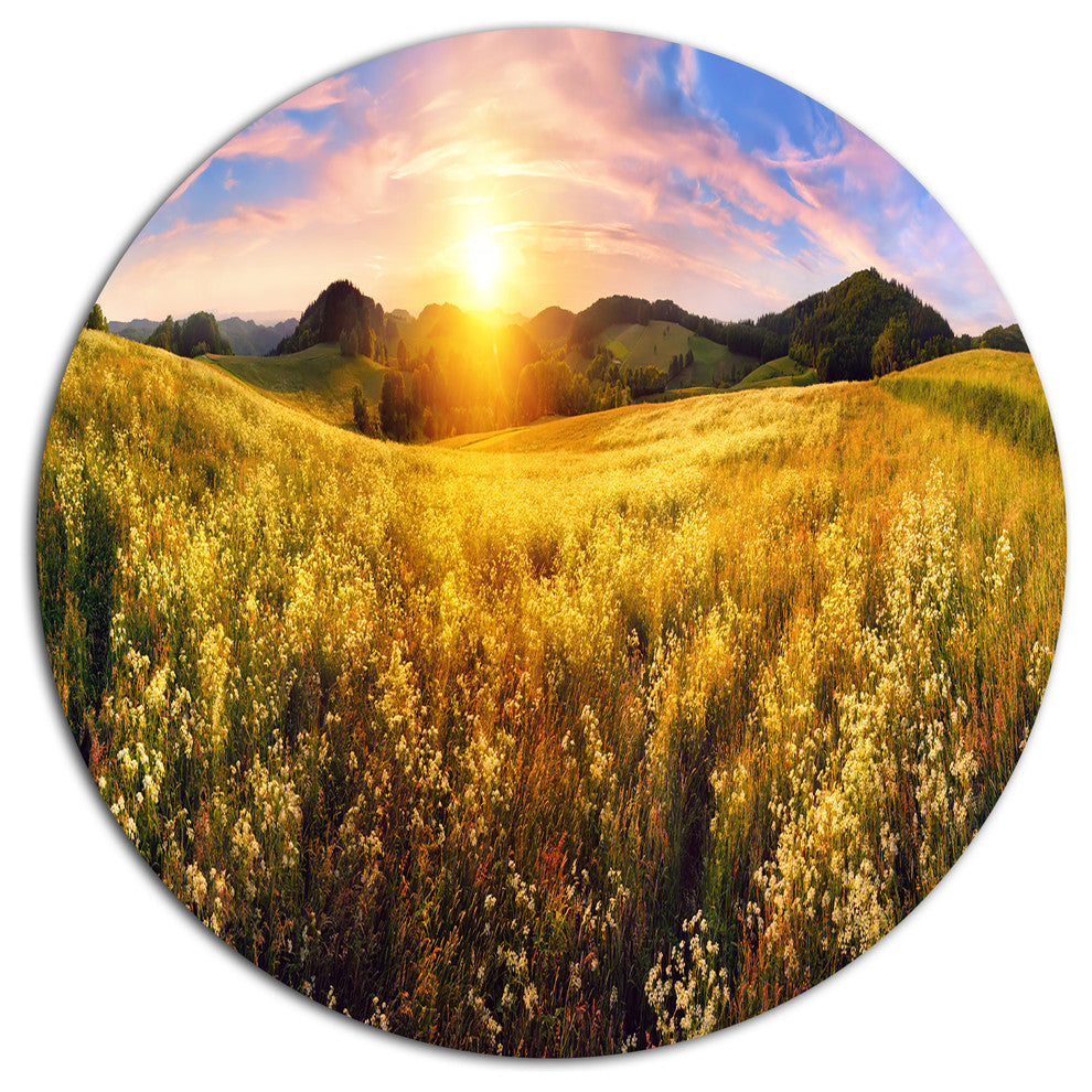 Beautiful Meadow Panorama, Landscape Round Wall Art, 38"