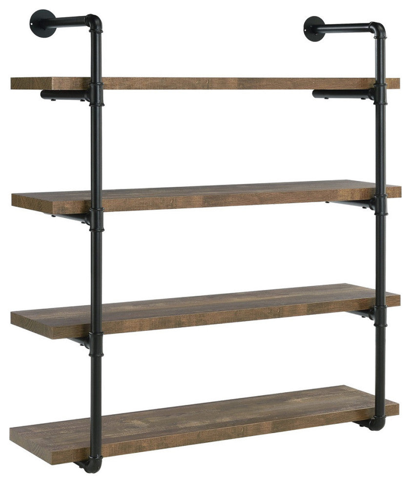 40" Wall Shelf, Black And Rustic Oak