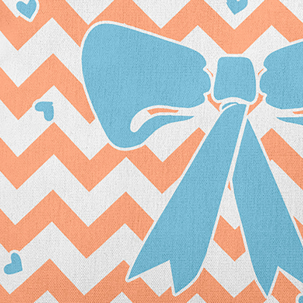 Chevron Bow Decorative Throw Pillow, Orange, 16"x16"