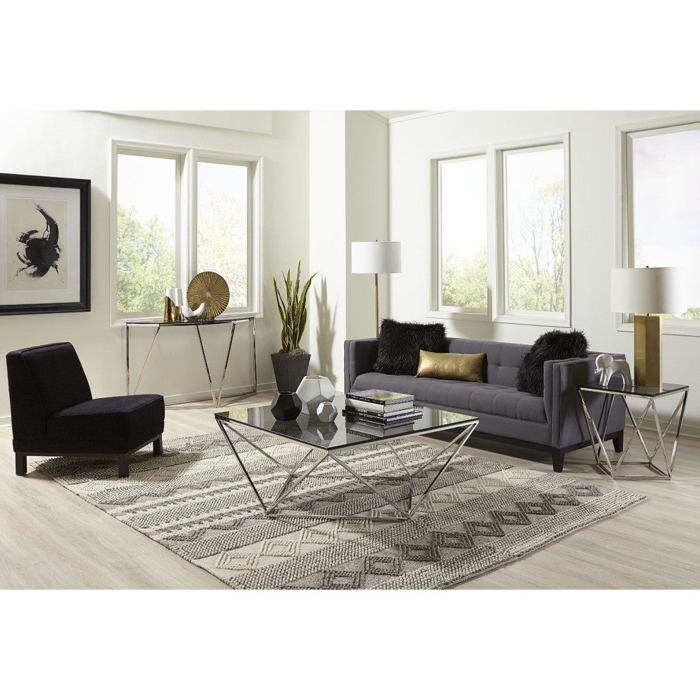 Modus Aria Smoked Glass and Polished Stainless Steel Console Tbl - Multi
