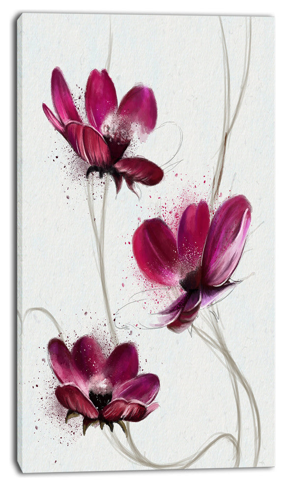 Lovely Red Watercolor Poppies, Flowers Canvas Wall Artwork, 16"x32"