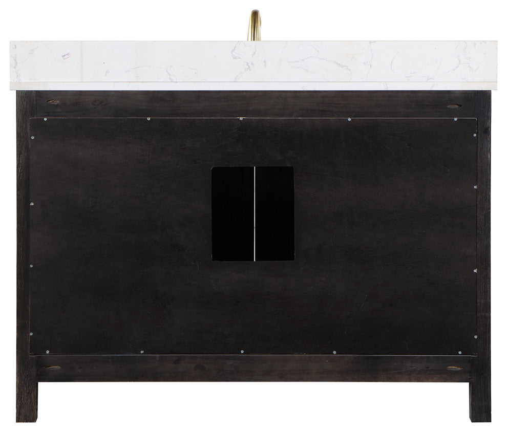 Hadiya Black Oak Bathroom Vanity Set, 48", Without Mirror