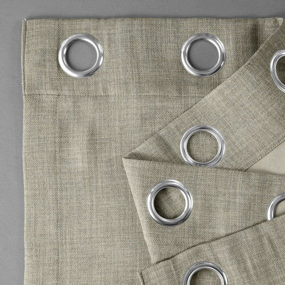 Faux Linen Grommet Room Darkening Curtain Single Panel, Oatmeal, 50"x84"