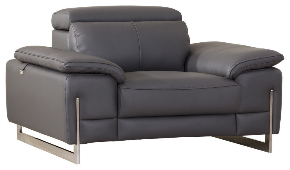 Turin Contemporary Genuine Italian Leather Chair Dark Gray