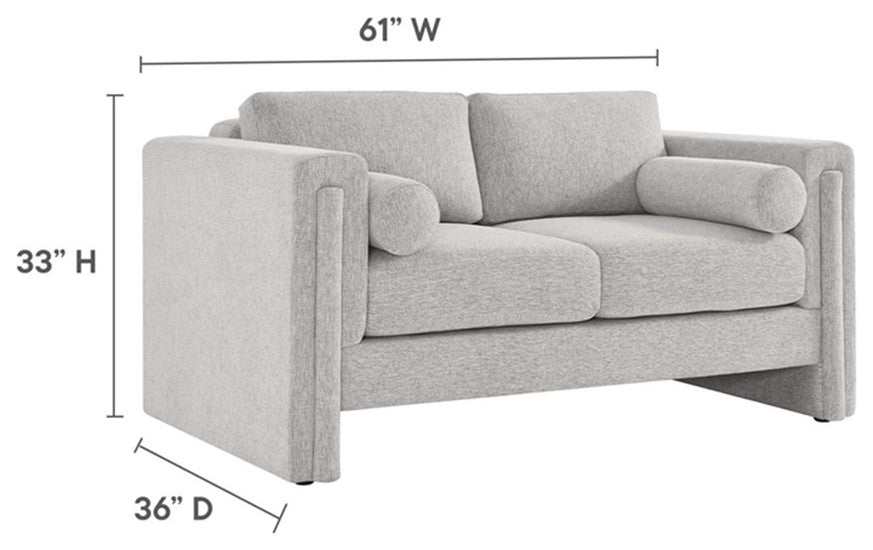 Modway Visible Upholstered Modern Polyester Fabric Loveseat in Light Gray