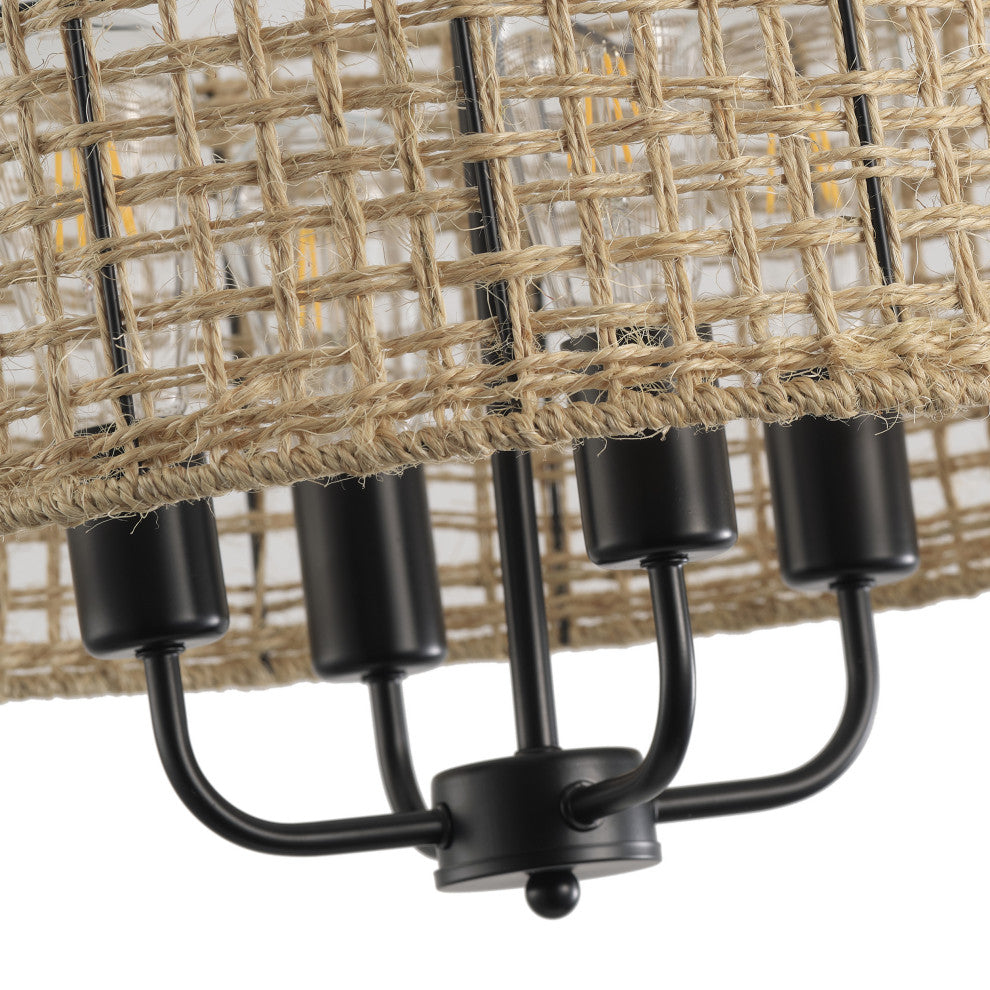 Vintage 4-Light Unique Hemp Rope Pendant Lighting Fixture