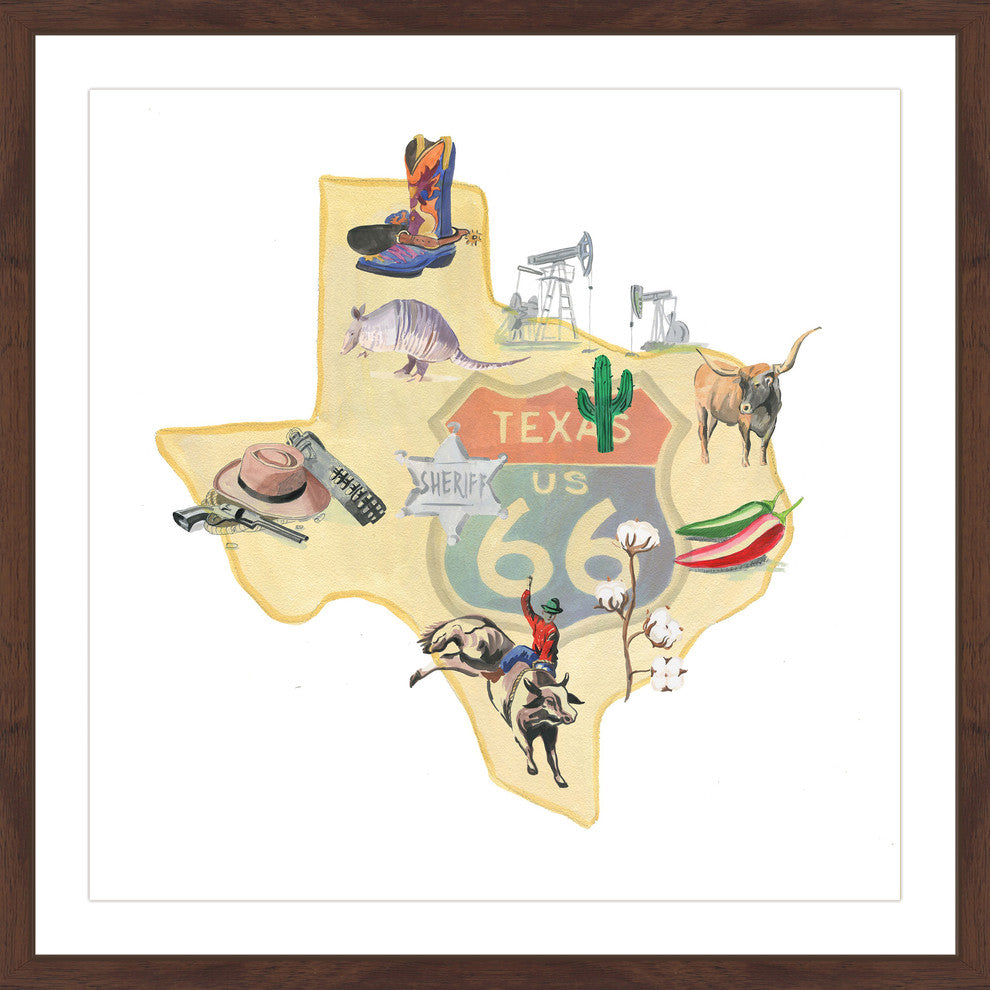"It's All Texas 2" Framed Painting Print, 18x18