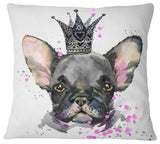 Cute Black Dog With Crown Animal Throw Pillow, 18"x18"