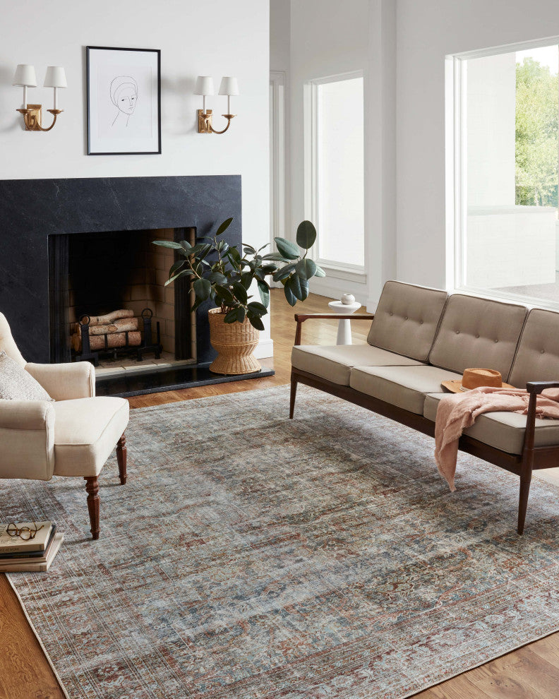 Chris Loves Julia x Loloi Jules Lagoon/Brick 9'-6" x 14' Area Rug