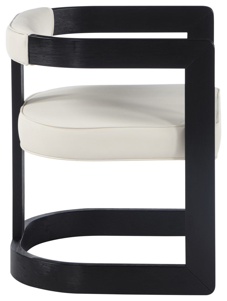 Manchester Faux Leather Upholstered Dining Chair, Cream, Black Finish