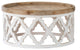 Benzara BM285117 32" Coffee Table, Round, Quatrefoil Lattice Design, Brown