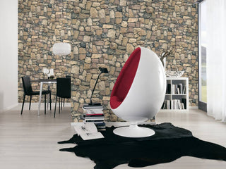 Faux Textured Wallpaper Stones, Brown Orange Gray, One Roll
