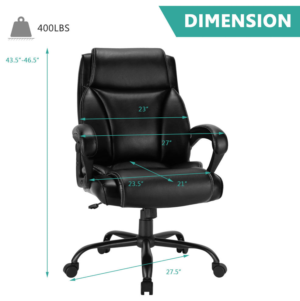 Costway 400 LBS Big & Tall Leather Office Chair Adjustable High Back Task Chair